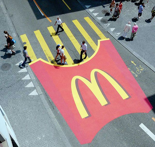 McDonald's uses a street guerilla marketing idea to capture its target audience's attention and boost sales