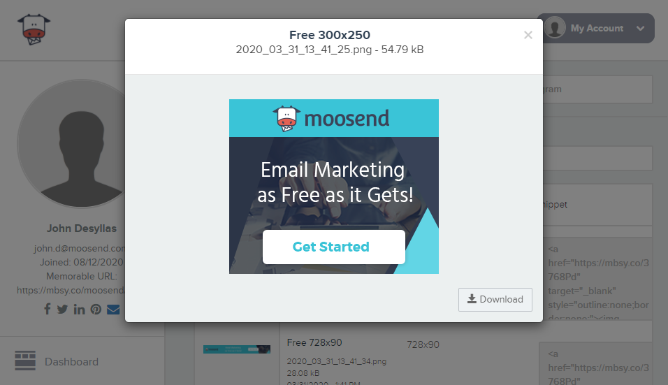 moosends affiliate marketing banner