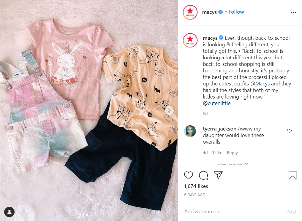 retail marketing campaign example from Macy's Instagram profile
