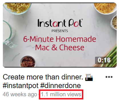 Instant Pot video marketing example on Facebook