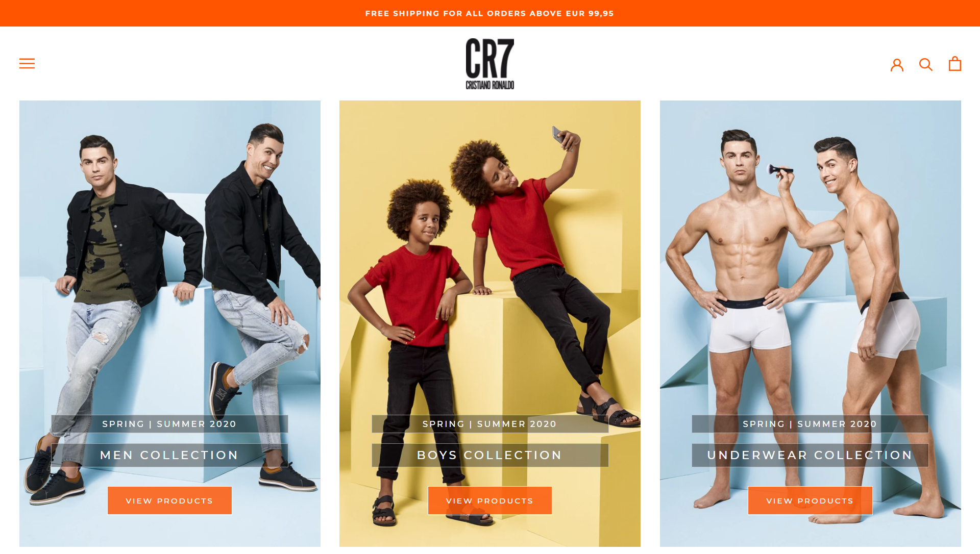 CR7 top Shopify store homepage by Cristiano Ronaldo
