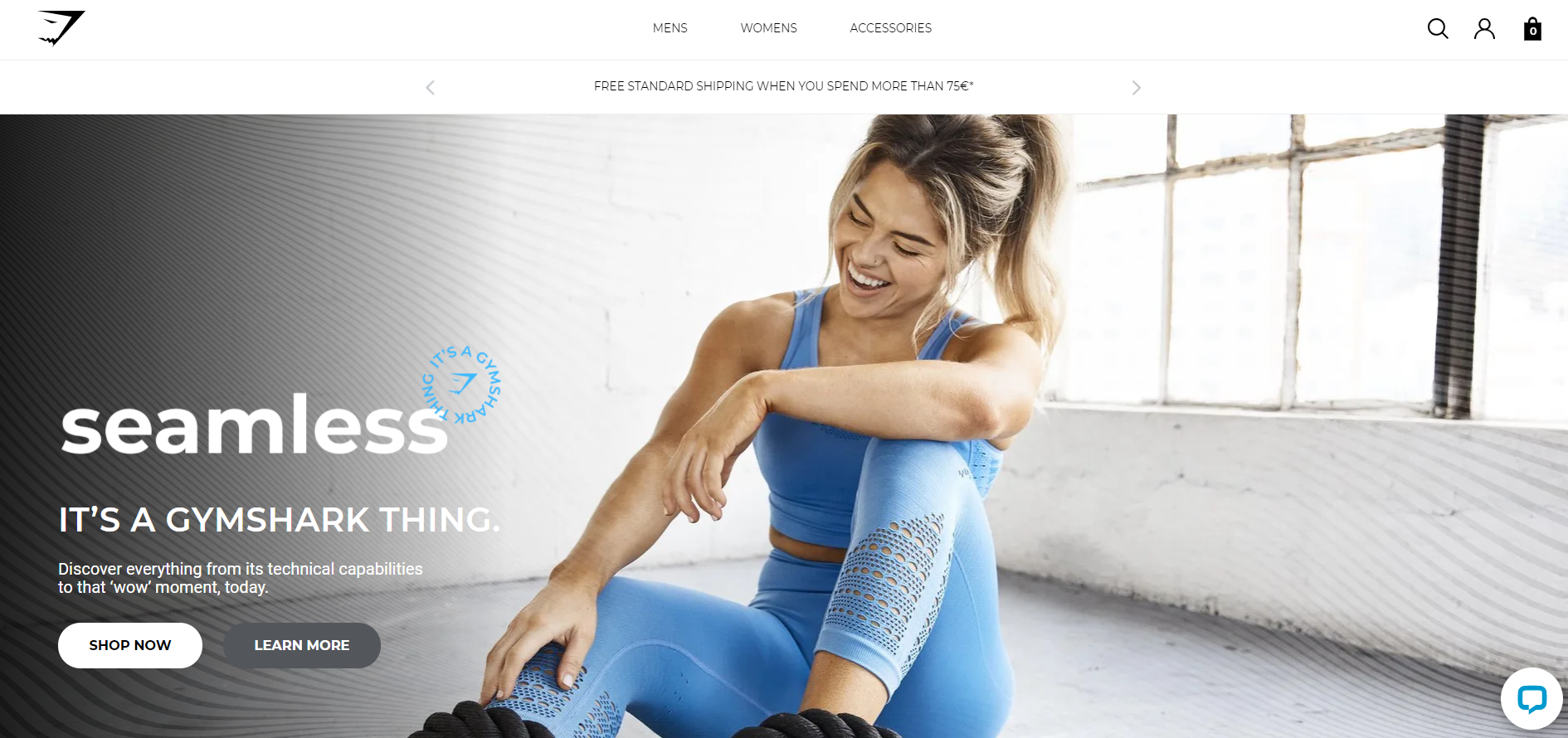 Gymshark top Shopify store homepage example