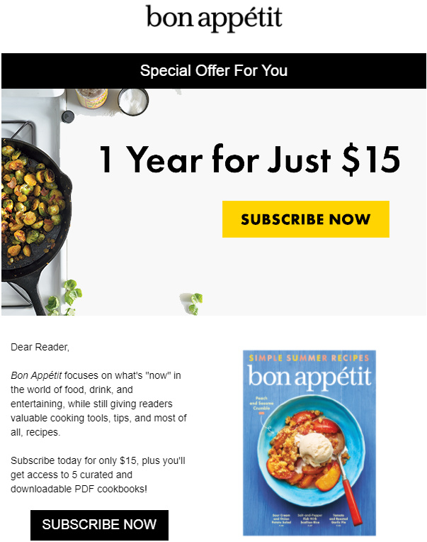 bon appetit special offer email