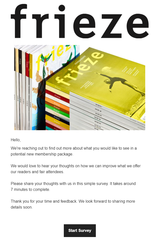 frieze email for survey