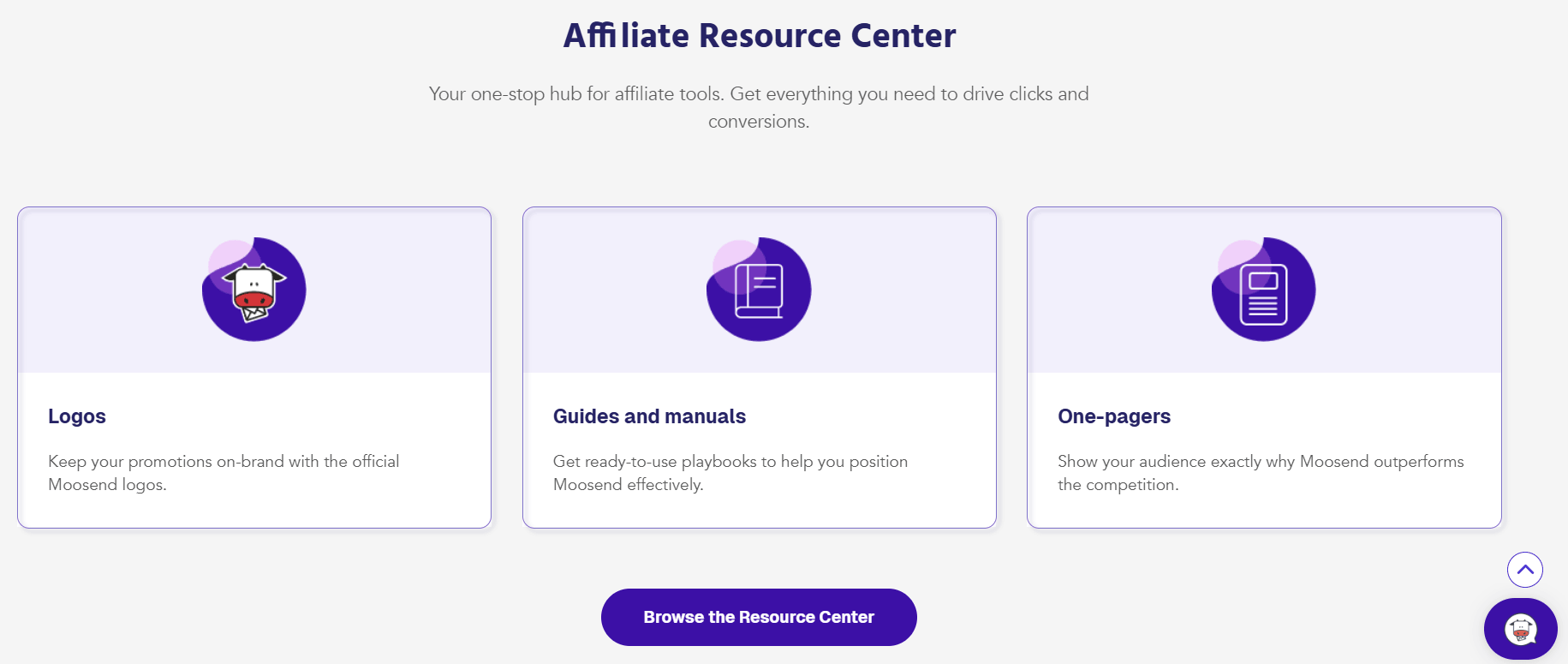moosend's affiliate resource center