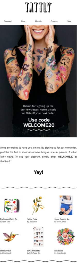 tattly's welcome email 
