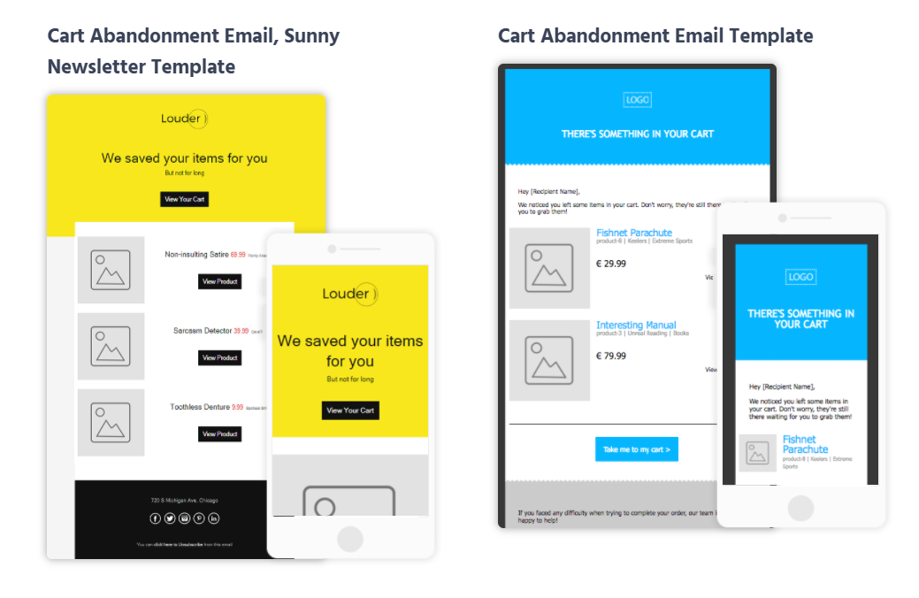 cart abandonment email newsletter templates
