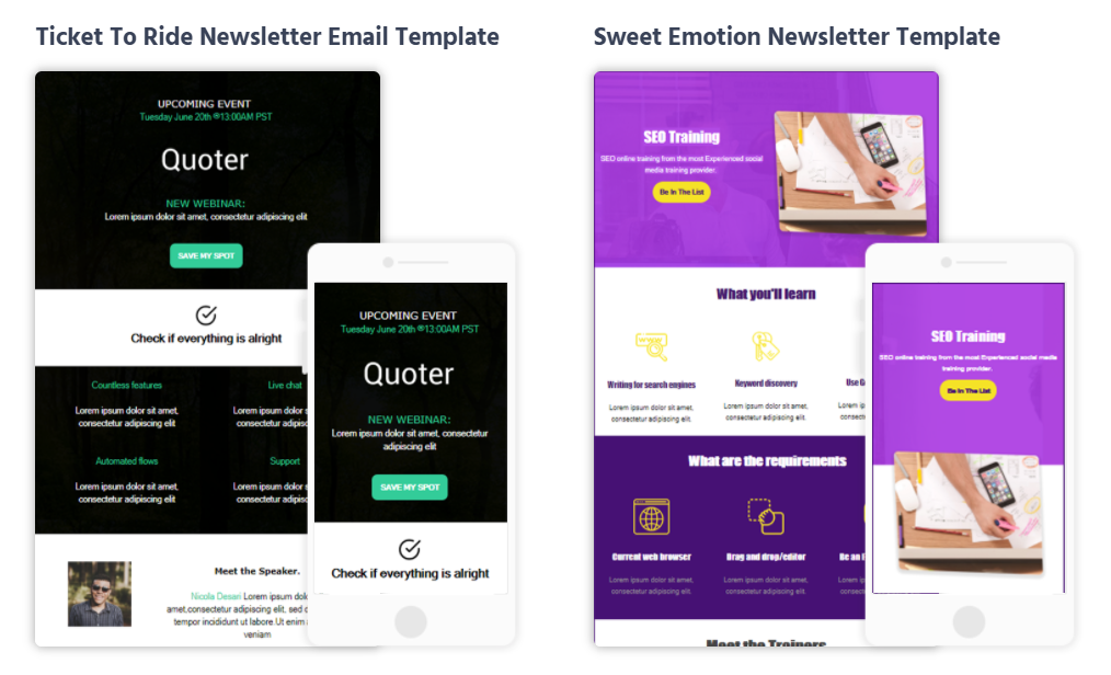 webinar email newsletter templates by Moosend
