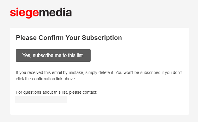 Siege Media double opt-in example