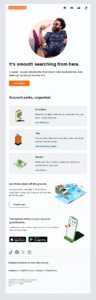 kayak's welcome email