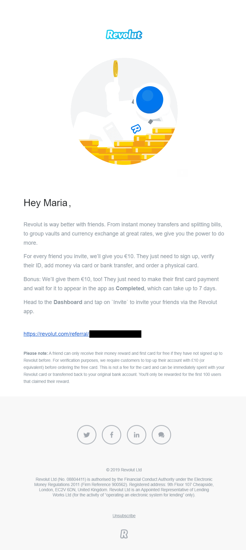 fintech email marketing examples by Revolut