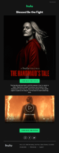 hulu's re-engagement email with personalized recommendation