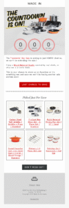 made in cookware's product recommendation email