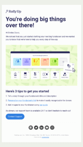milestone email by rally up 