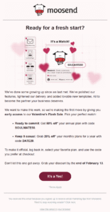 valentine's day email by moosend