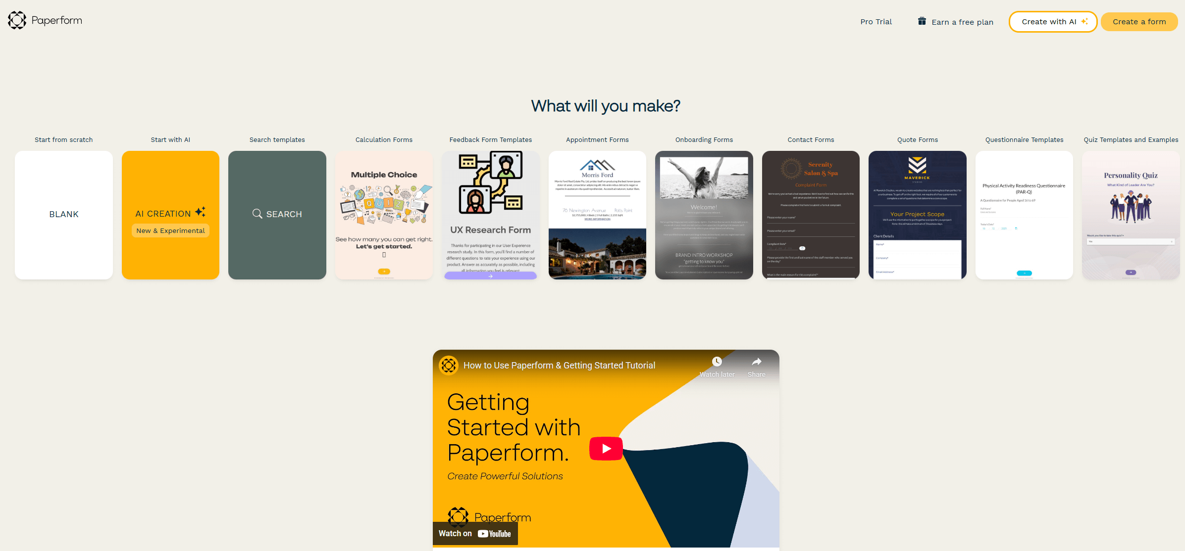 paperform's dashboard