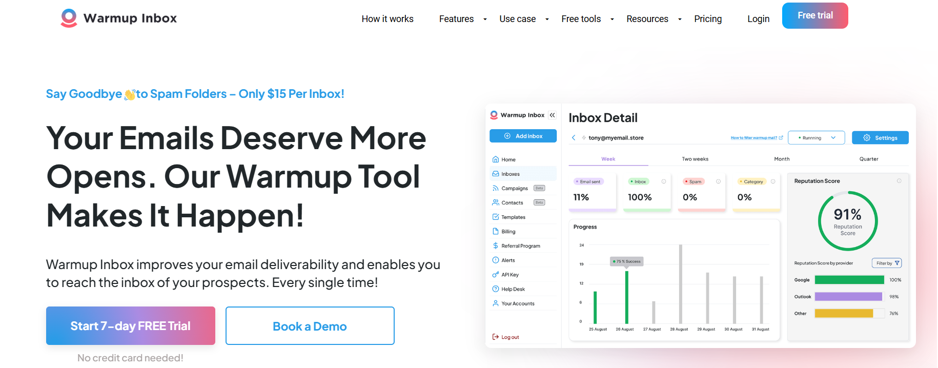 email list management tools warmup inbox homepage Warmup Inbox homepage