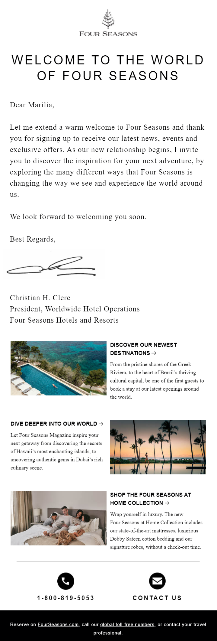 welcome sequence by four seasons
