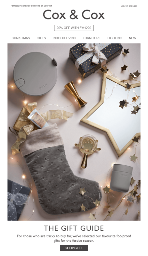 Cox & Cox email campaign for Christmas