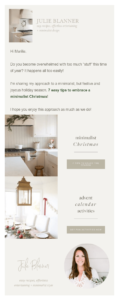Jullie Blanner Christmas email