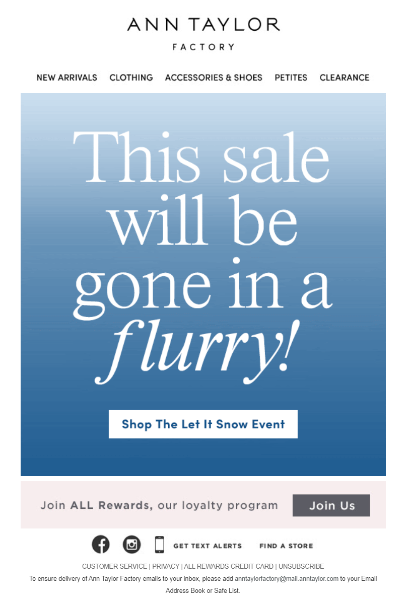 ann taylor christmas email marketing examples
