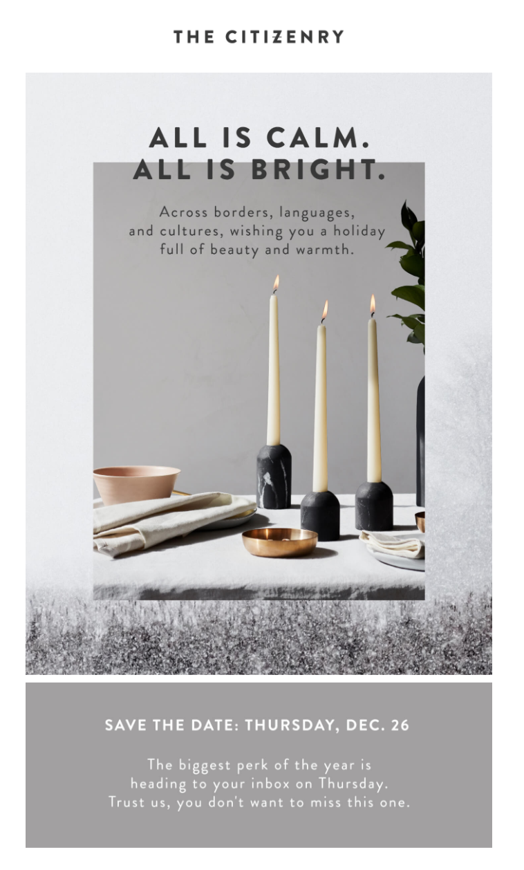 email marketing example for Christmas Eve by the citizenry