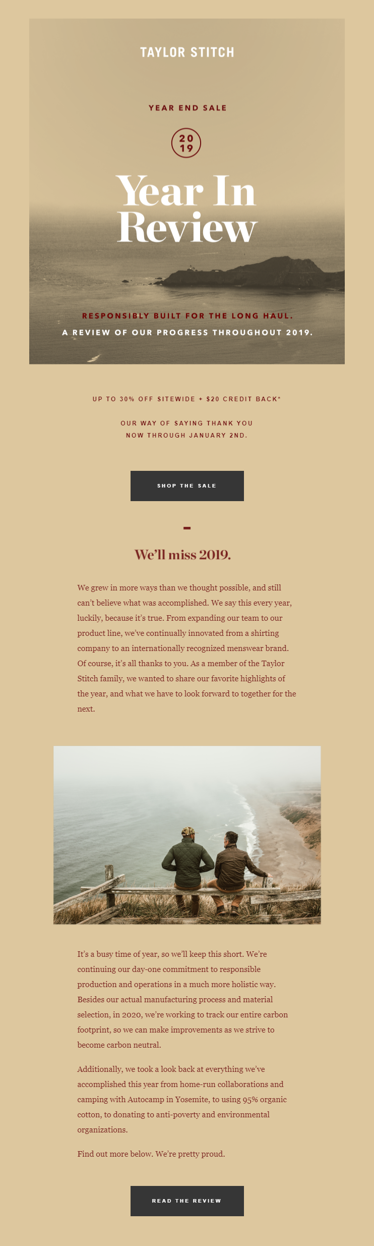 taylor stitch year in review email