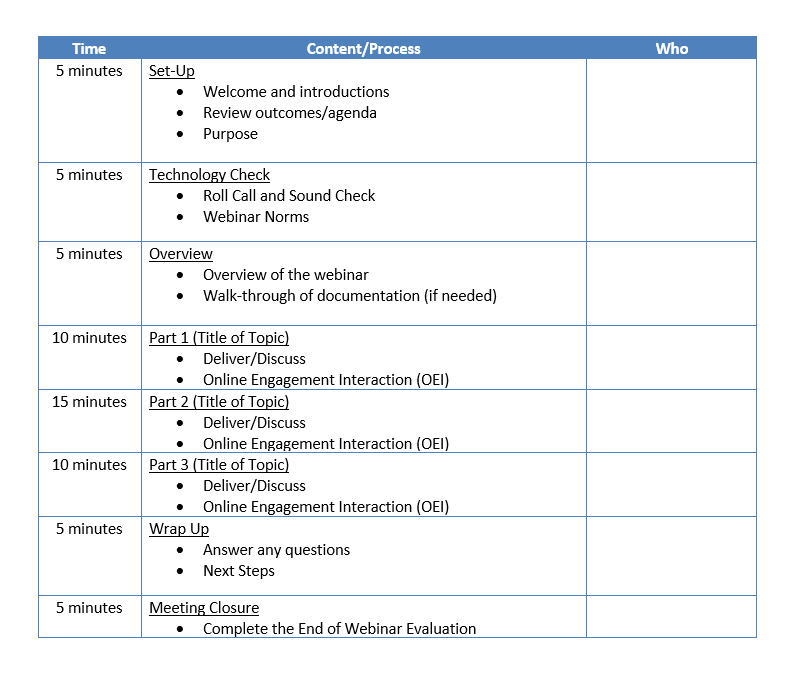 webinar agenda template