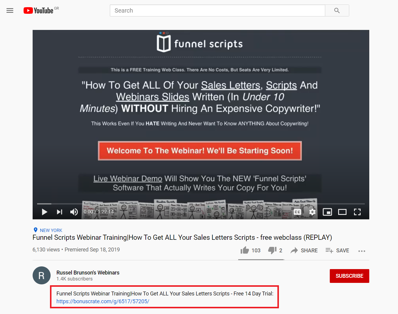 youtube conversion example by clickfunnels