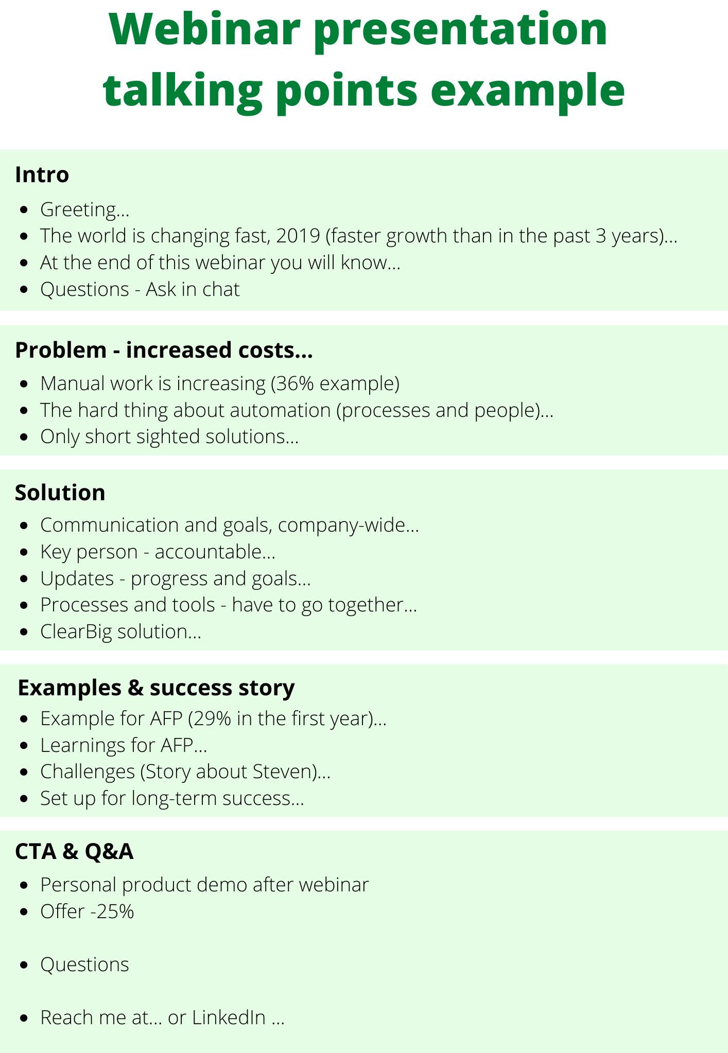 webinar talking point template