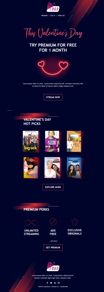 BeeFree premium Valentine's Day email template