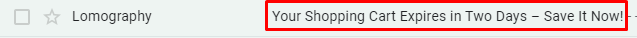 lomography subject line for abandoned cart example