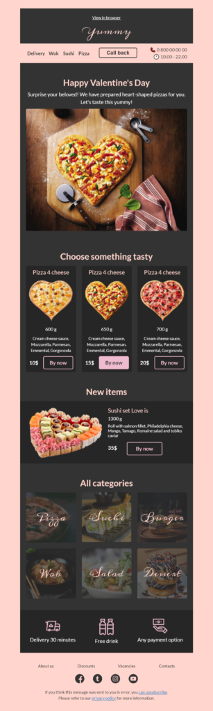Stripo Valentine's email template for bloggers