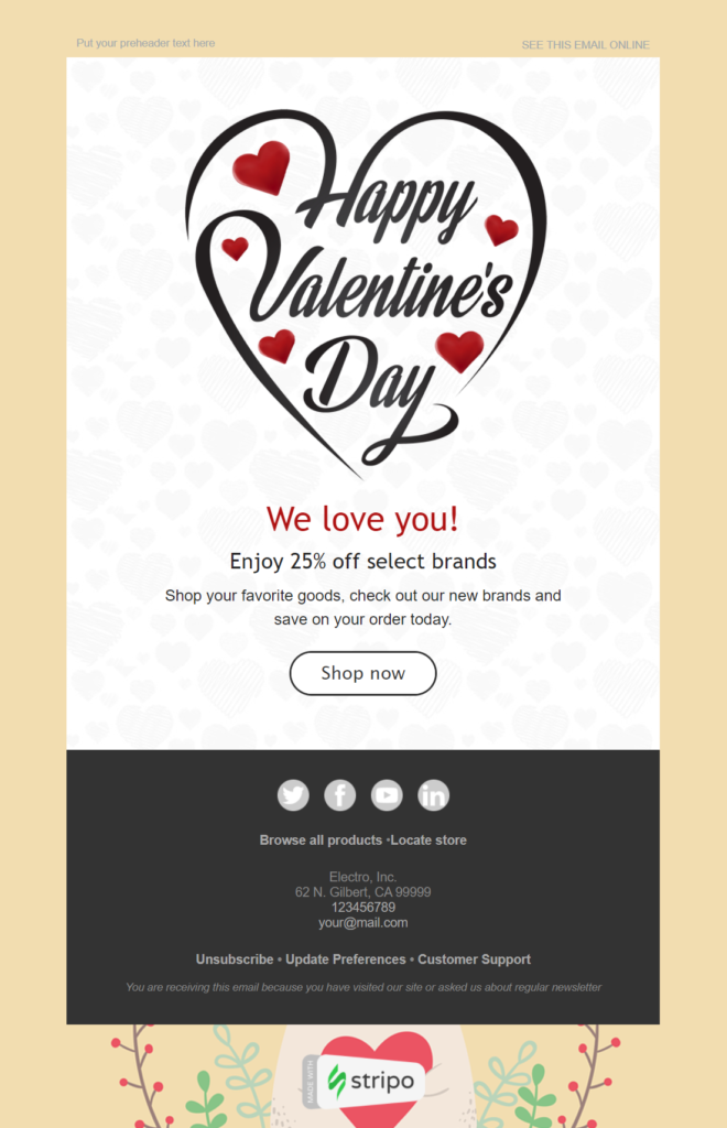 Stripo Valentine's Day email template