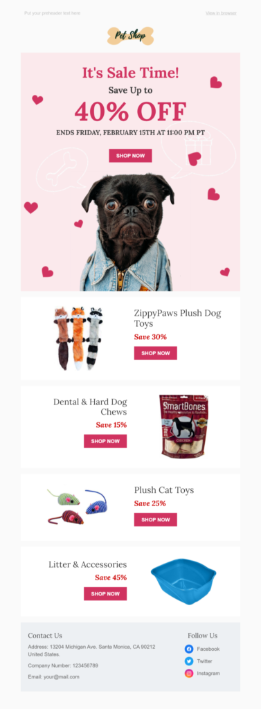 Stripo Valentine's Day sale template