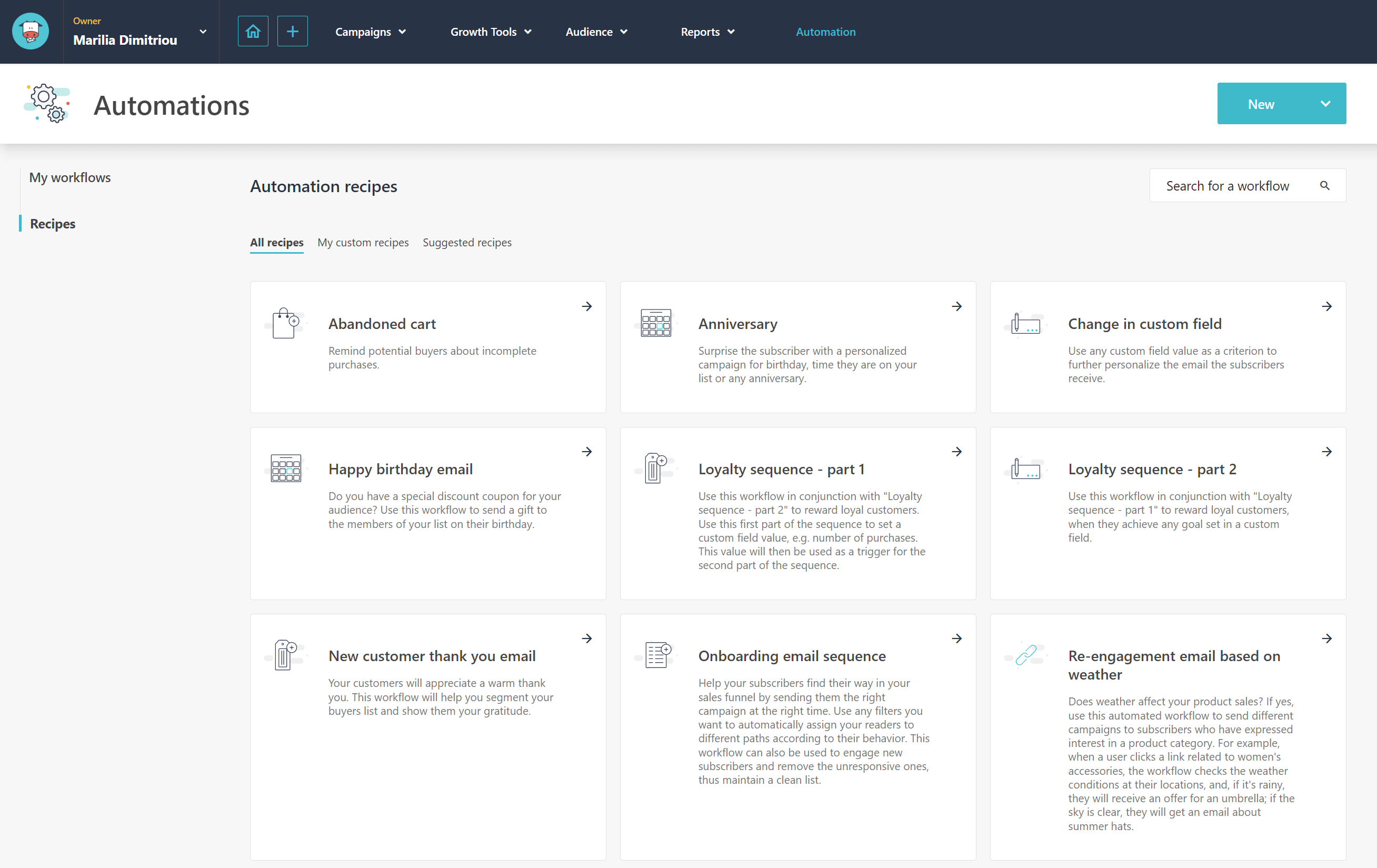 Moosend ready automation recipes