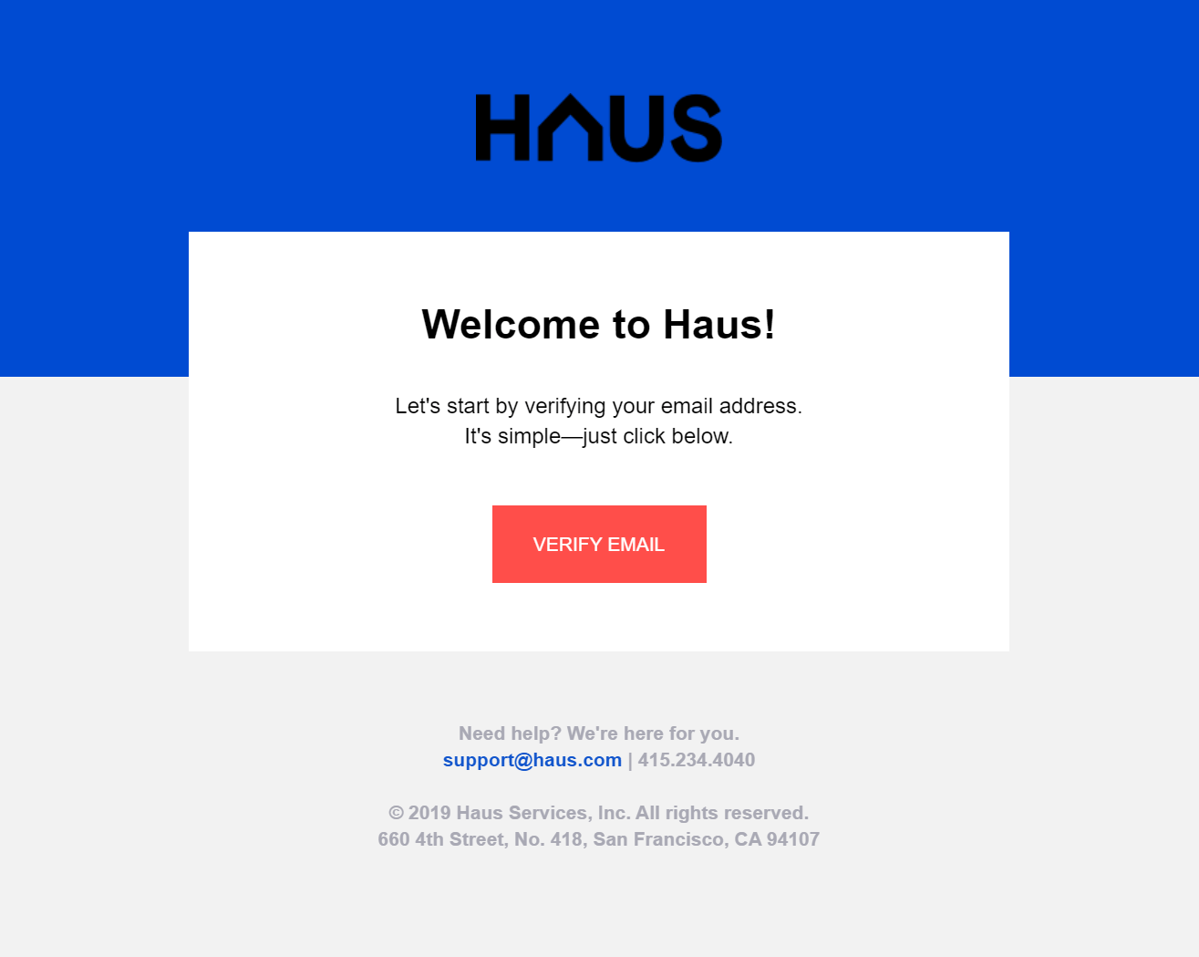 haus real estate confirmation email