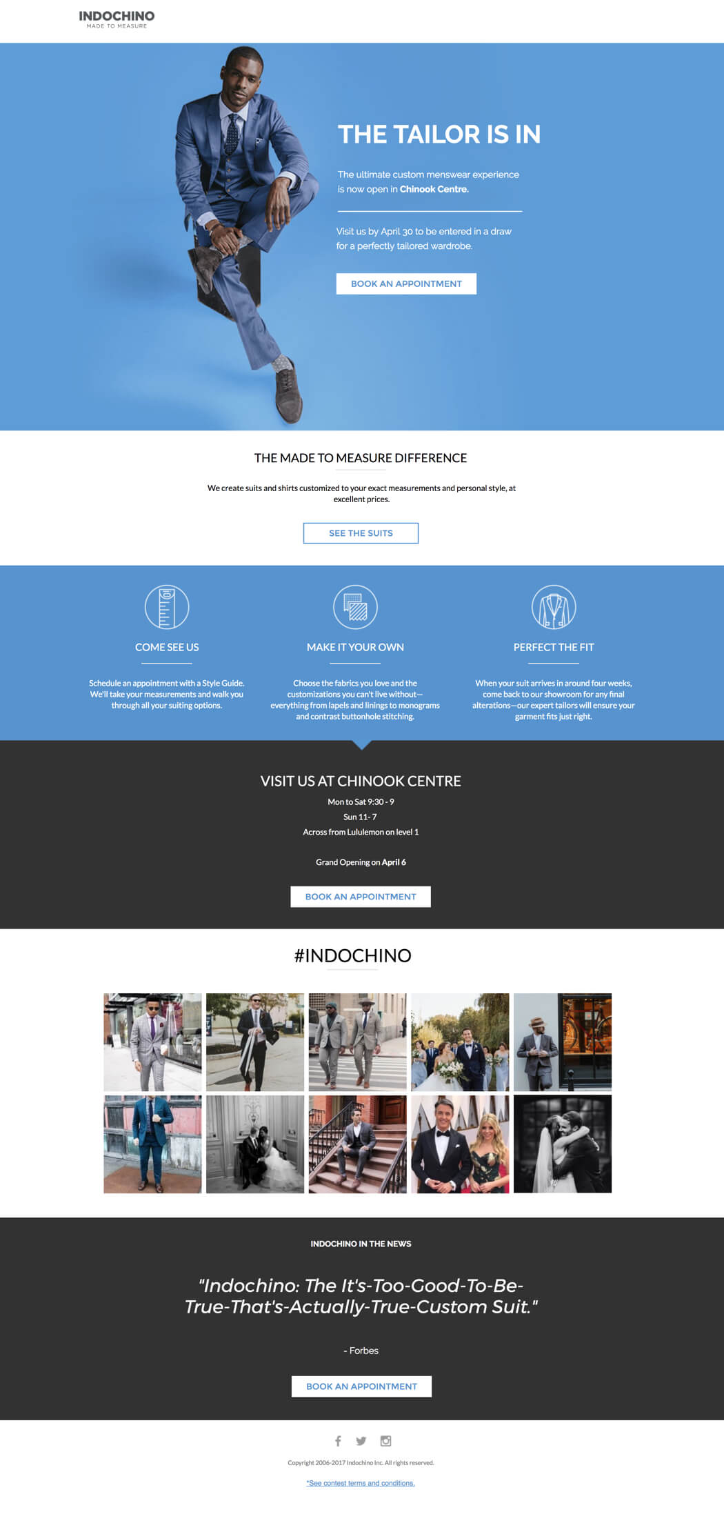 indochino landing page example