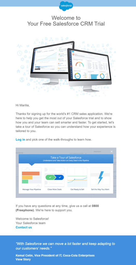 Salesforce welcome email template