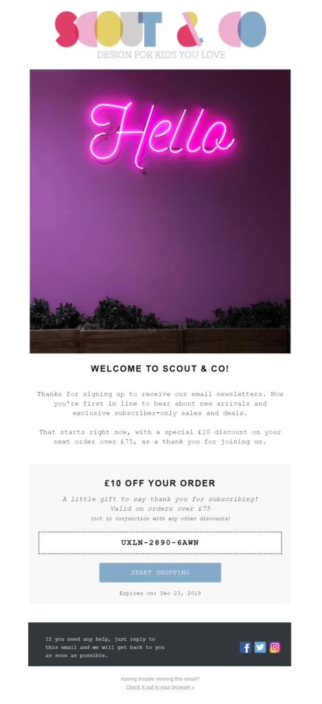 Scout & Co welcome email