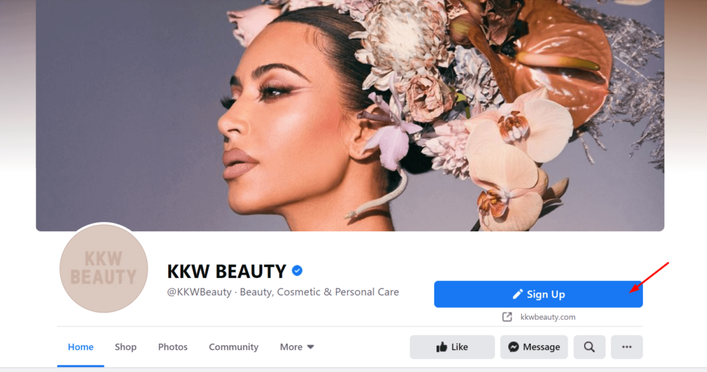 KKW Beauty signup button