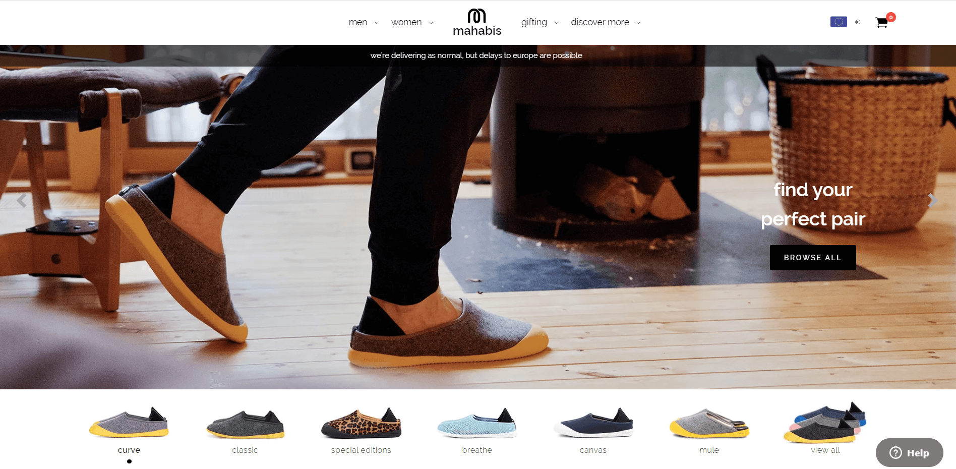 Mahabis footwear ecommerce store