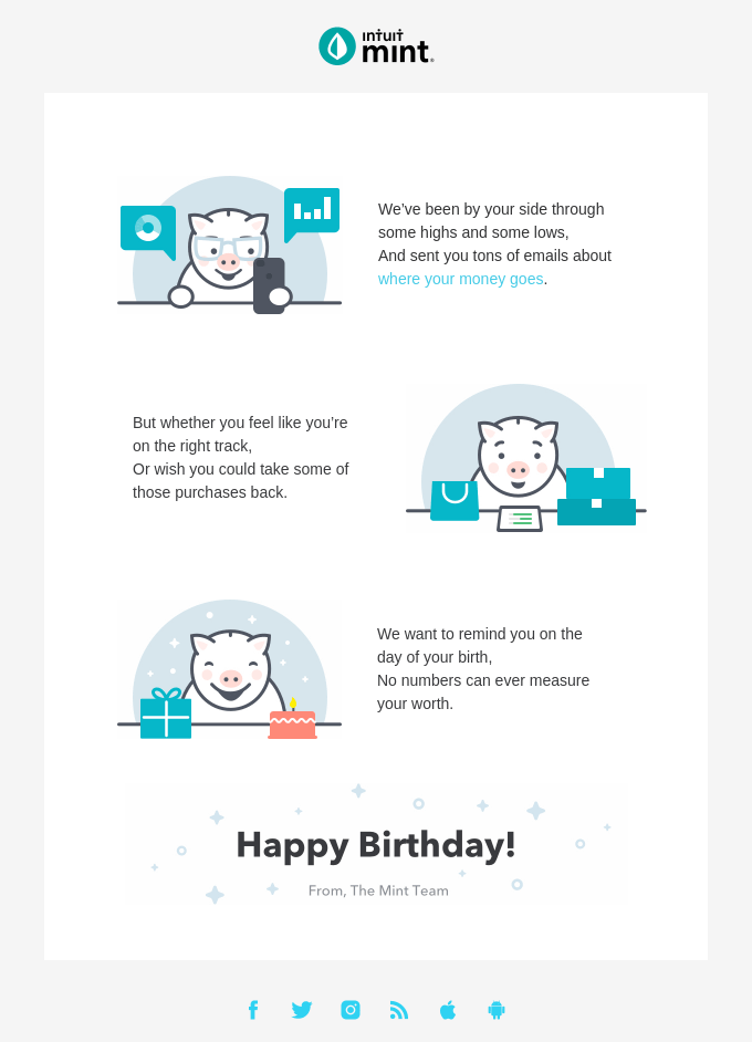 Mint birthday email