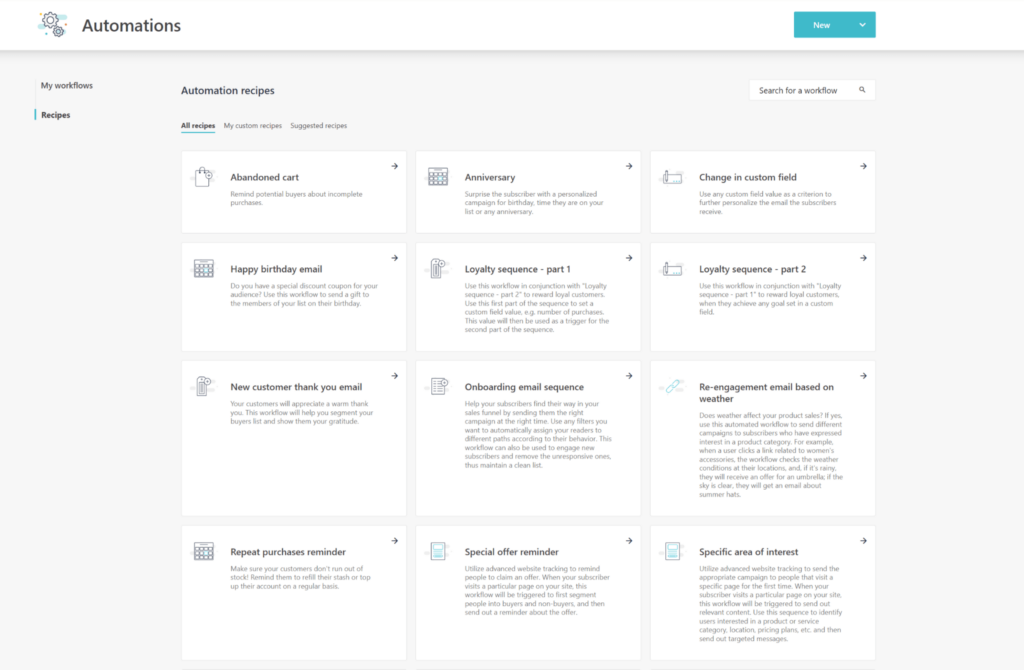 Moosend automation recipes