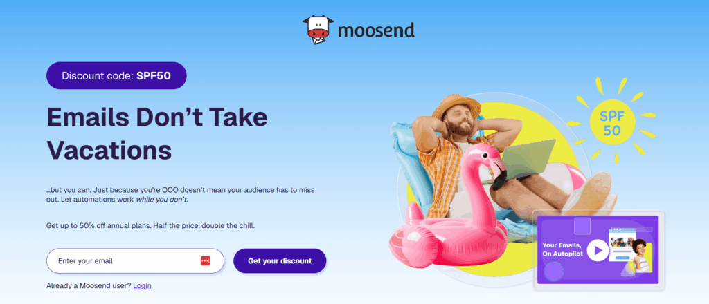 Moosend landing page example
