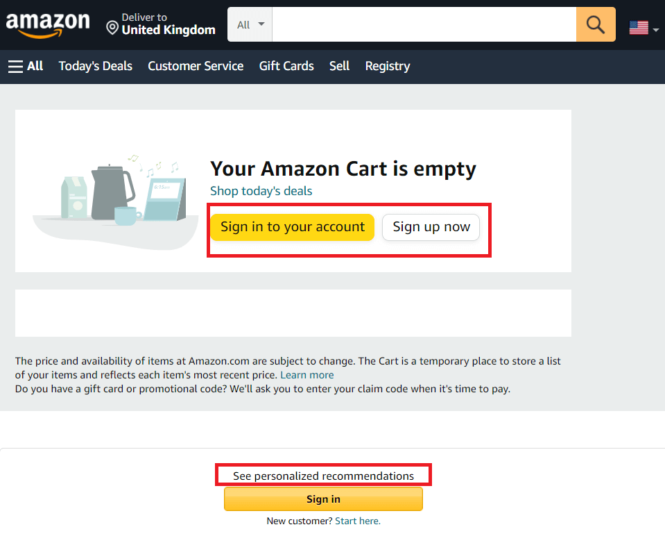 amazon customer account signup