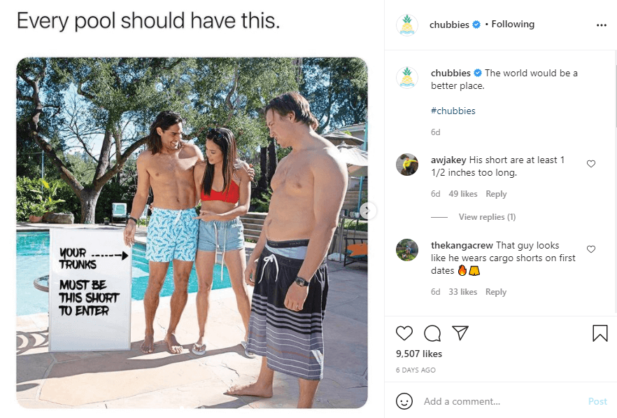 chubbies social media post