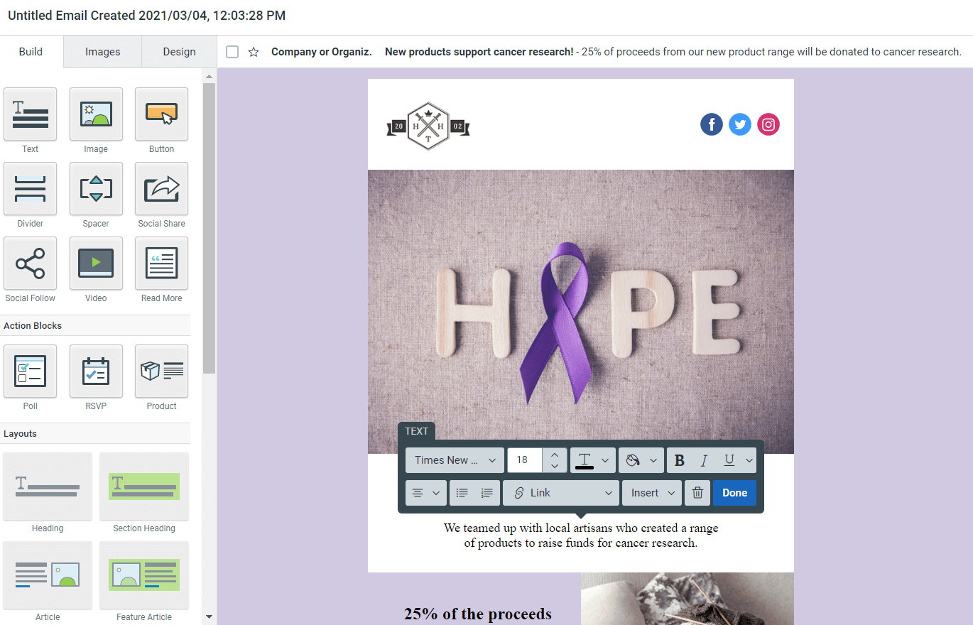constant contact email builder