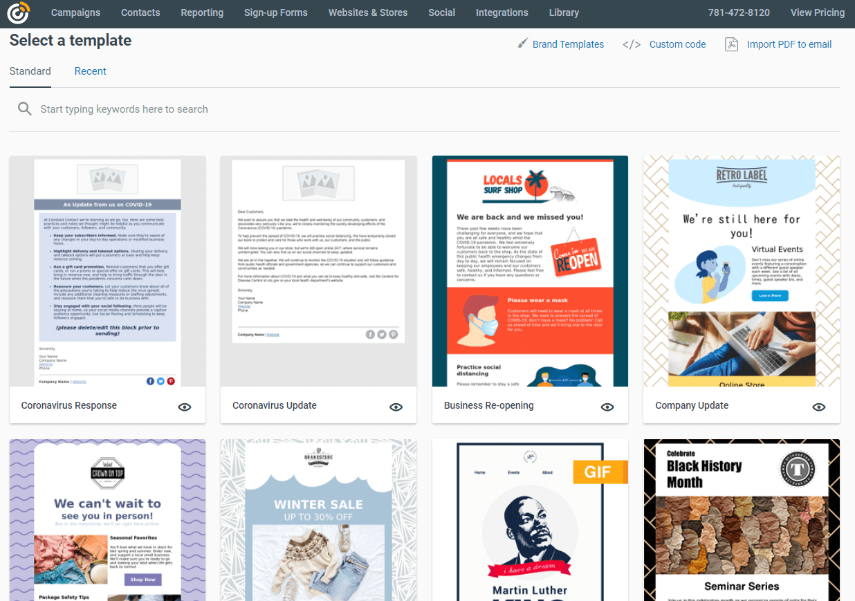 constant contact vs mailchimp templates