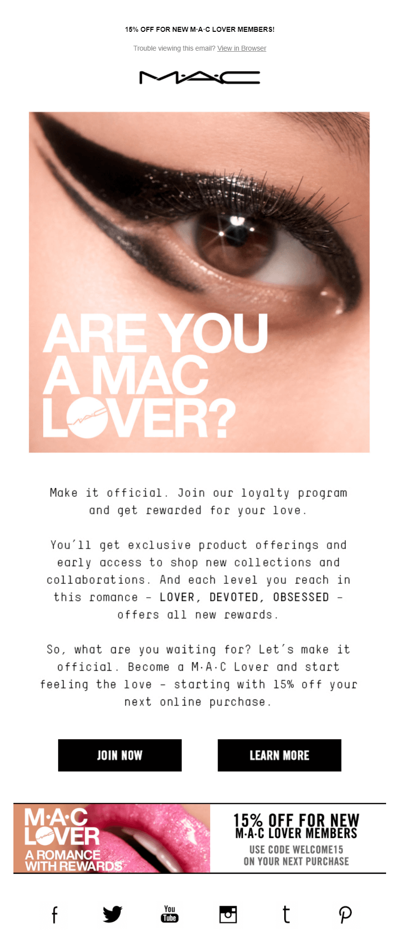 mac loyalty program email campaign